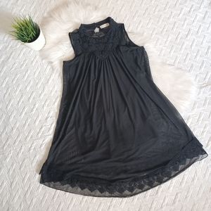 {Altar'd State} Black Lace-Trimmed Dress